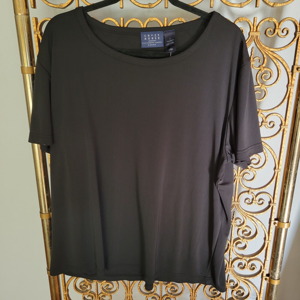 90s/Y2K Crazy Horse Black Polyester Top